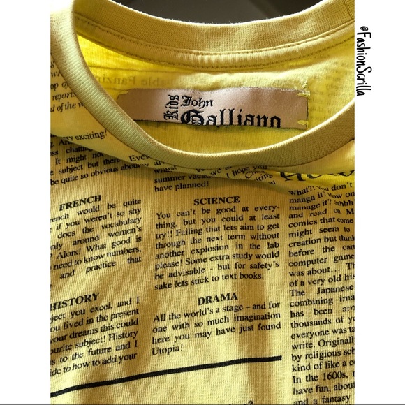 John Galliano Yellow News Print Vintage Cropped Top - Picture 4 of 16